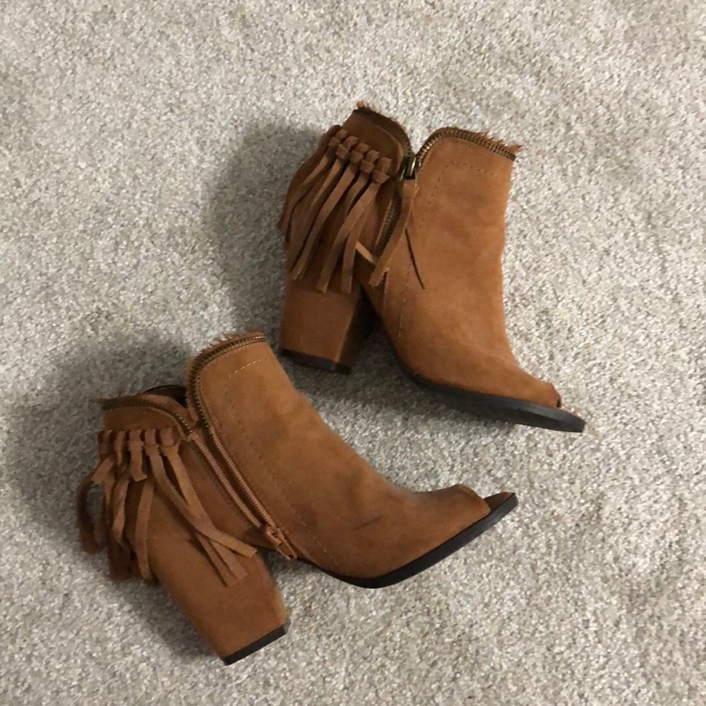DV Fringe Peep Toe Booties